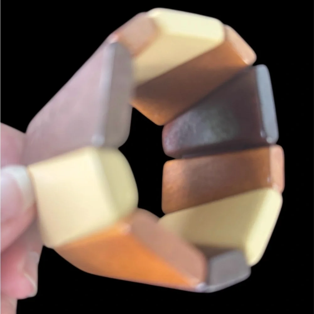 Stretchy Brown and Tan Wooden Bracelet